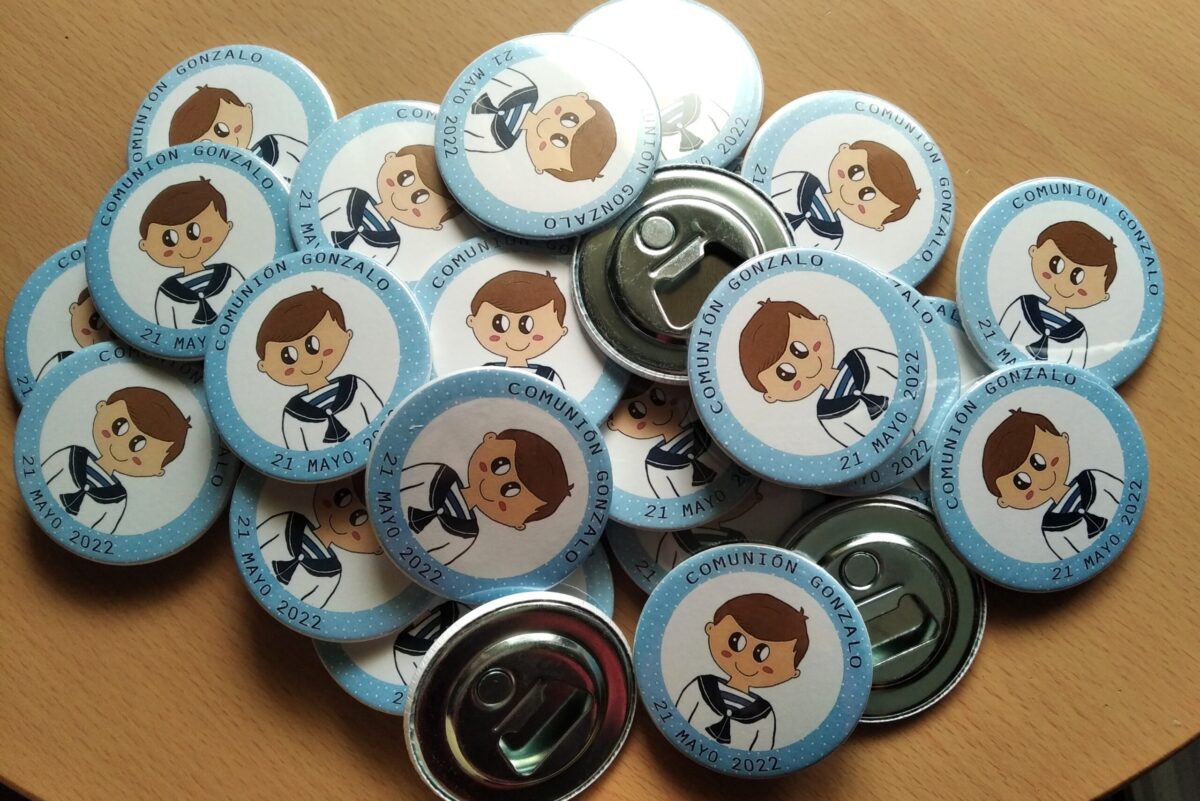 Chapas personalizadas de abrebotellas para comunión