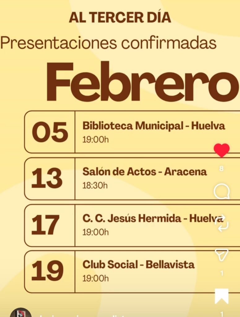 Presentaciones libro Al tercer Día, Febrero 2026 David Macías